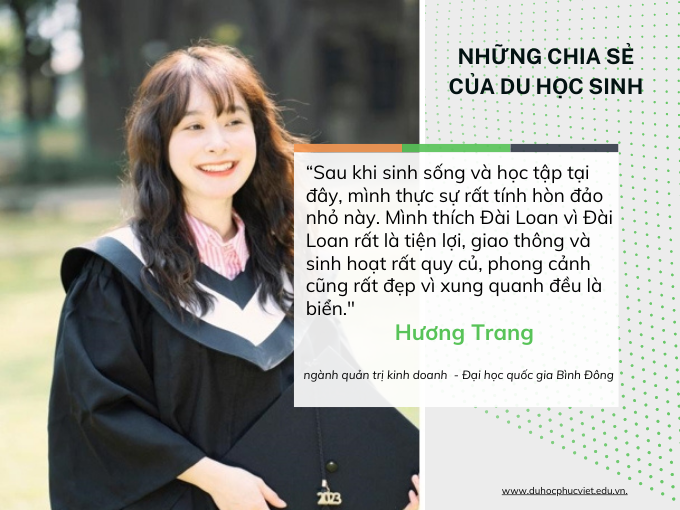 Trải nghiệm du học Đài Loan của Hương Trang ngành quản trị kinh doanh – Đại học quốc gia Bình Đông